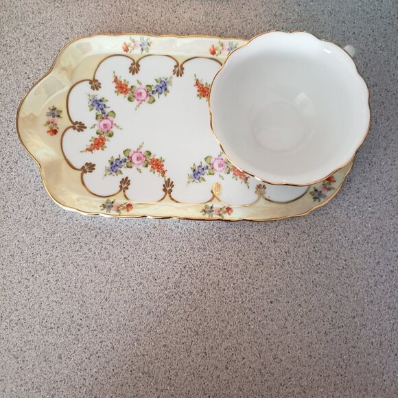 Pretty Porcelain Floral Tea Cup & 10" Saucer Snack Plate - Picture 2 of 9